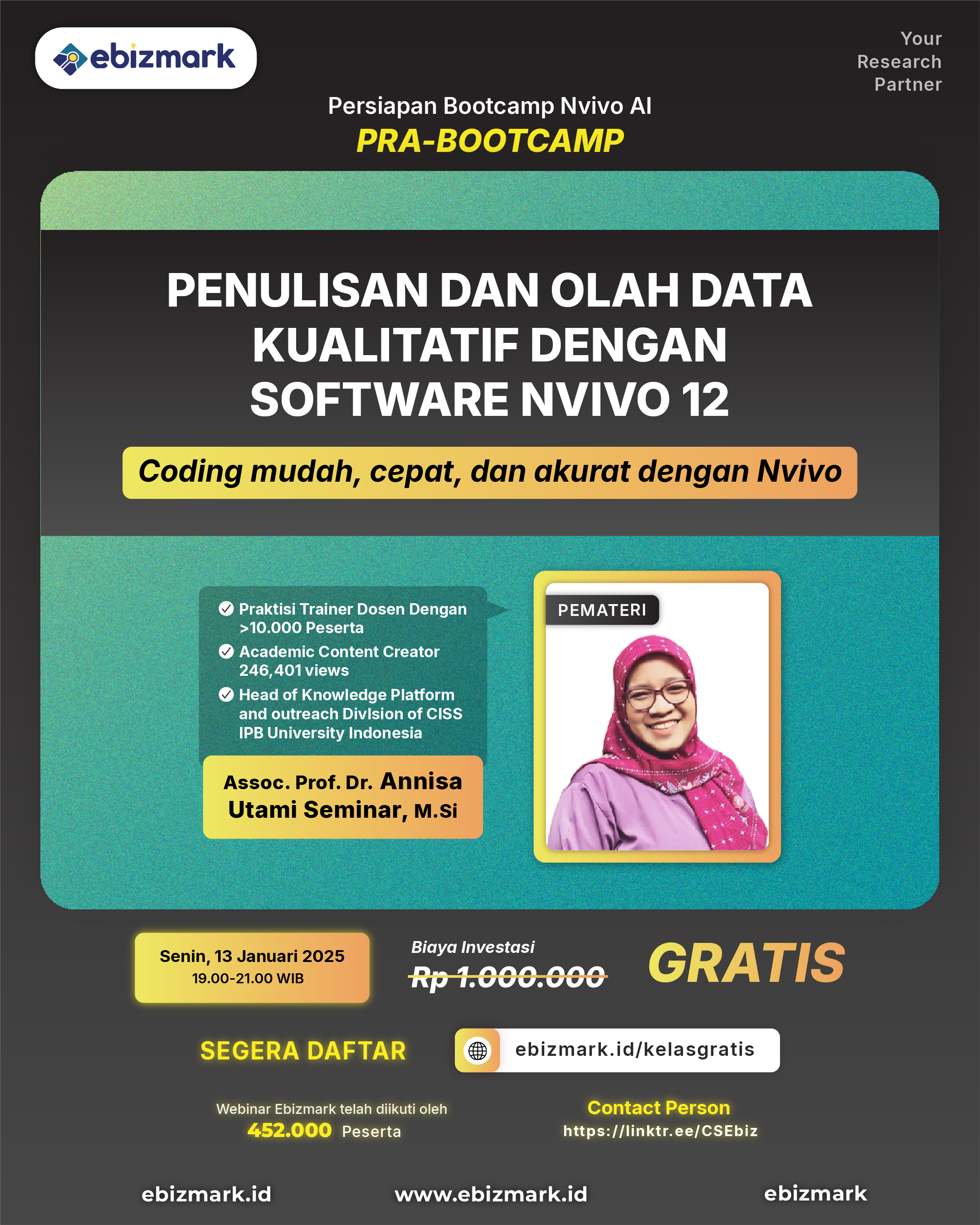 Webinar PENULISAN DAN OLAH DATA KUALITATIF DENGAN SOFTWARE NVIVO 12